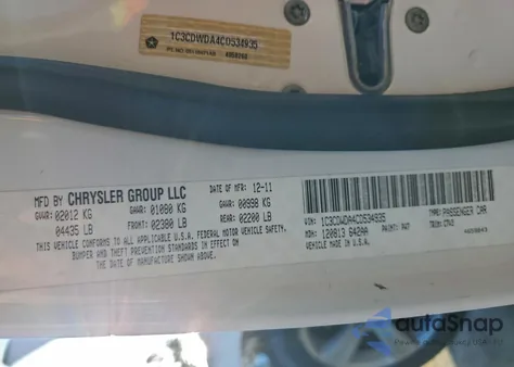 2012 Dodge Caliber Sxt z USA, uszkodzony, nr VIN 1C3CDWDA4CD534935